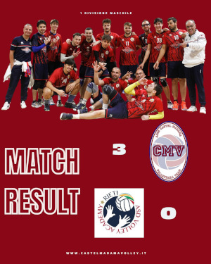 1^ Div. M. – Bit Time Tecnomill Castel Madama Volley vs Asd Volley Academy Rieti 3 – 0